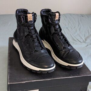 Men's Ecco Exostrike Mid-Hiking Boots Black Dyneema Leather Size EU 46